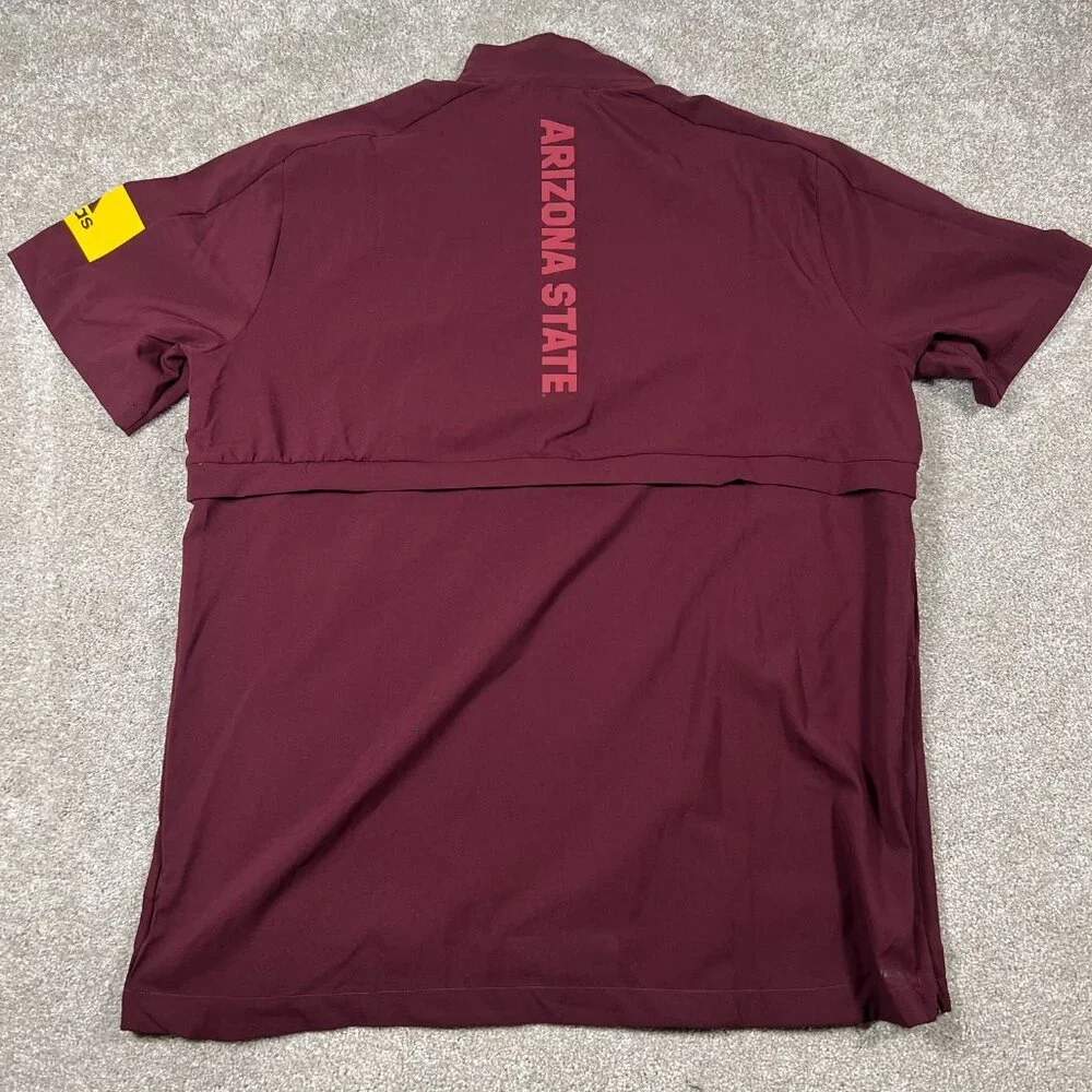 Adidas Mens M Maroon Arizona State Sun Devils Pullover‎ 1/4 Zip SS Jacket NWT